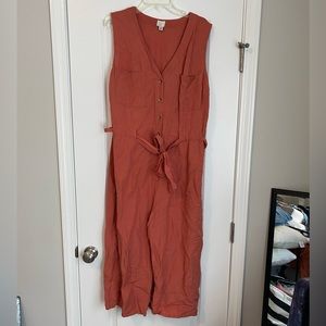 Cropped Wide Leg Linen Jumpsuit